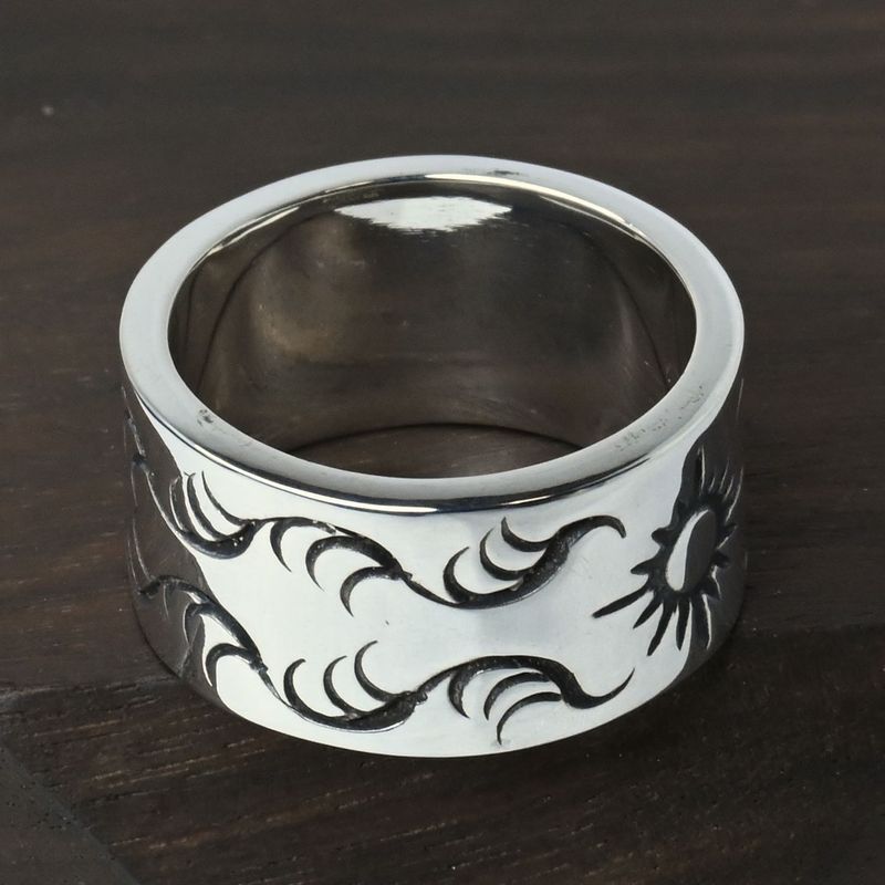 【研磨済】 ARIZONA FREEDOM シルバー リング 17号 R-10a 太陽神 唐草 silver 925 アリゾナフリーダム