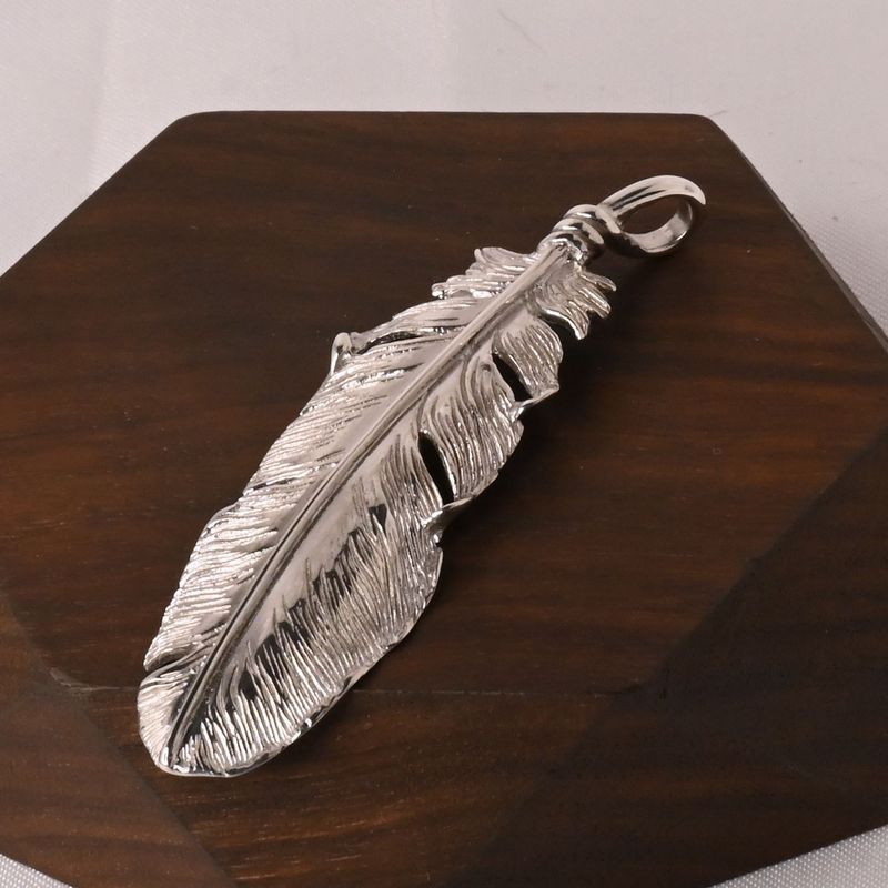 【研磨済】SAAD フェザー トップ 左向き シルバー925 ネックレスチャーム