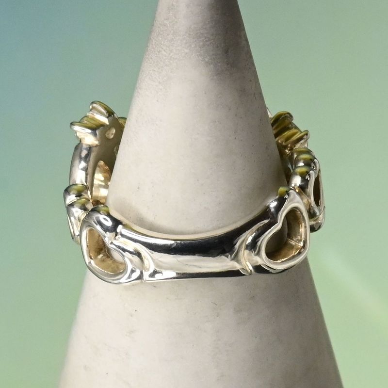 【研磨済】4℃ ハート ストーン シルバー リング 8号 925 美品 ヨンドシー 指輪