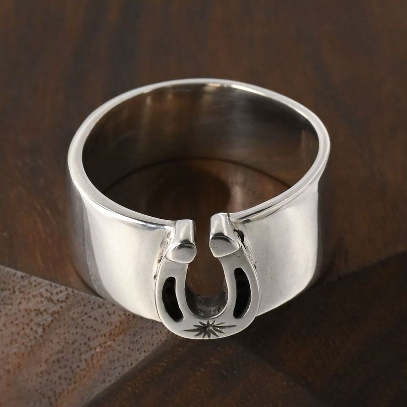 【研磨済】SAAD ホースシュー リング 18~19号 シルバー925 太陽神 唐草