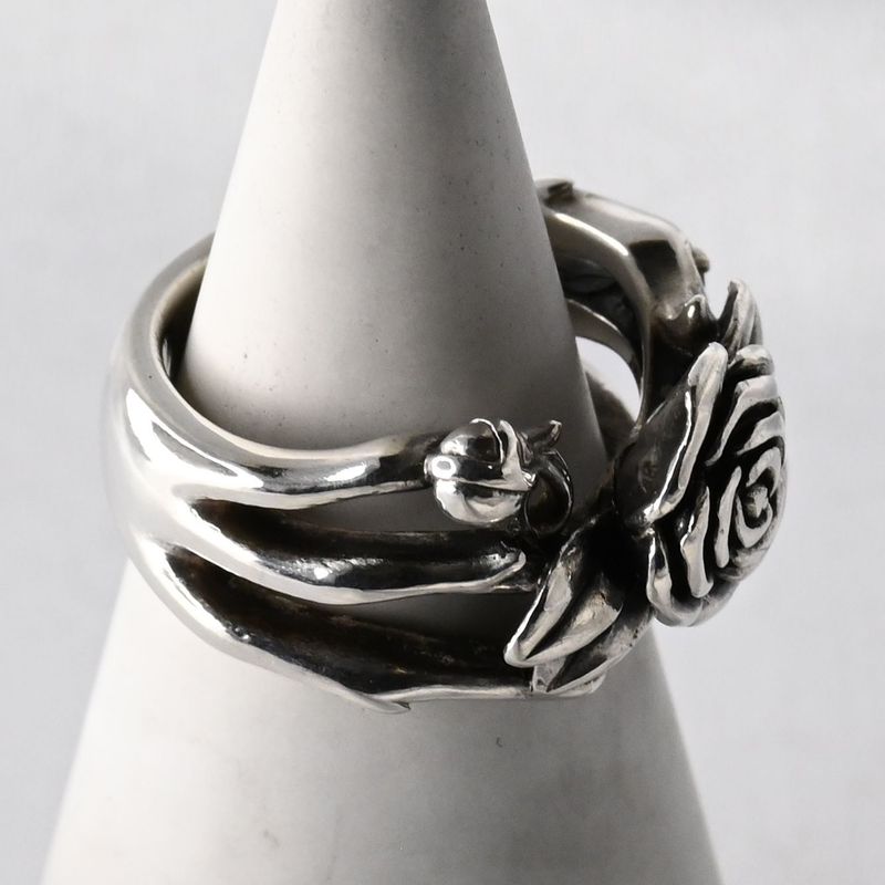 【研磨済】JUSTIN DAVIS SECRED ROSE B RING SRJ460B 9号 シルバー925 ローズ リング 指輪