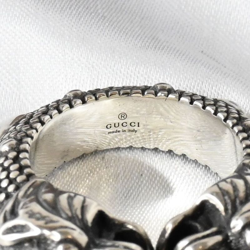 【研磨済】美品 GUCCI ダブル タイガーヘッド リング グッチ 指輪 ツイン パンサー Ag925
