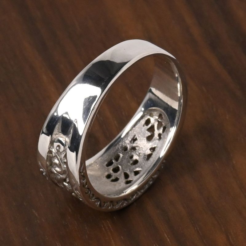 【研磨済】SAAD シルバー リング 20.5号 唐草 太陽神 シルバー925 指輪