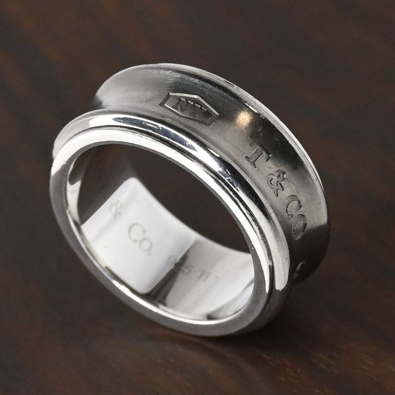 【研磨済】TIFFANY＆Co. ナロー チタン リング 9.5号 シルバー925 ティファニー 指輪