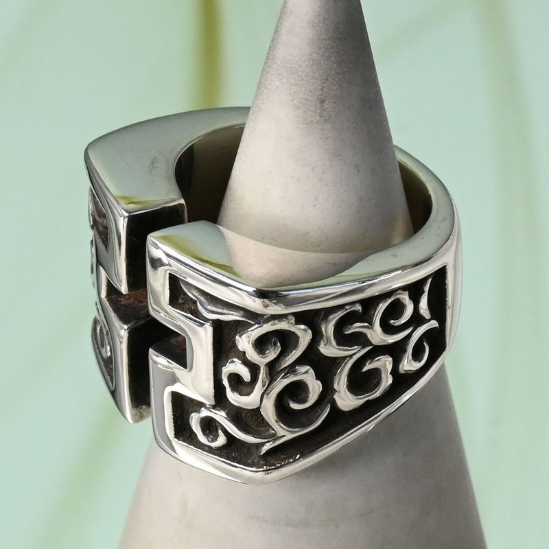 【研磨済】 JUSTIN DAVIS カットクロス リング SRJ117 7.5号 ジャスティンデイビス 指輪