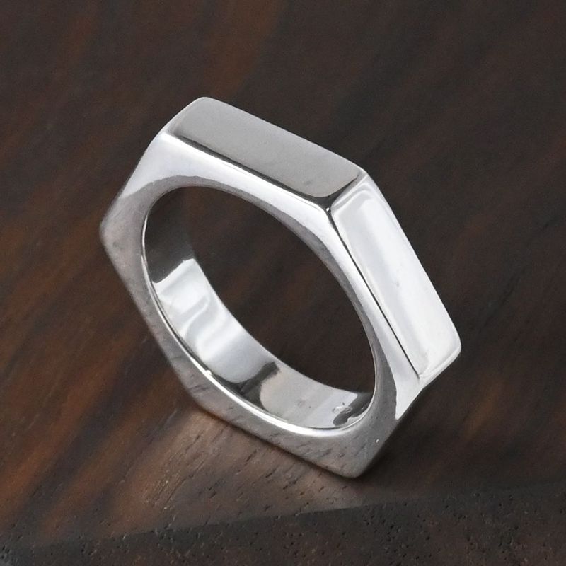 【研磨済】GUCCI ヘキサゴン ナット リング 指輪 8号 Ag925