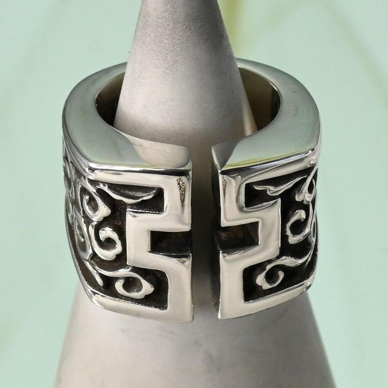 【研磨済】 JUSTIN DAVIS カットクロス リング SRJ117 7.5号 ジャスティンデイビス 指輪