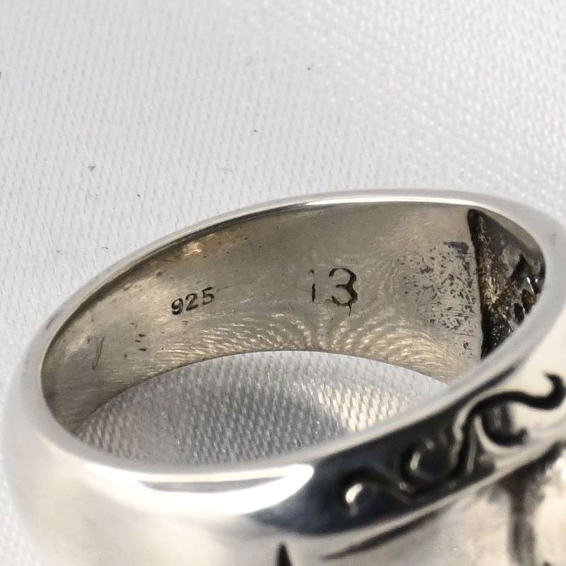 【研磨済】SAAD ターコイズ 太陽神 唐草 リング 13号 シルバー925