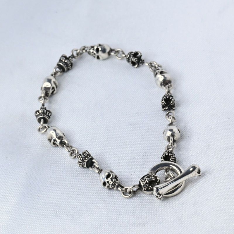 【研磨済】JUSTIN DAVIS SKULL DIVINE ブレスレット Sサイズ SBJ126 ジャスティンデイビス シルバー925