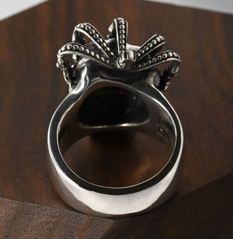 【研磨済】 JUSTIN DAVIS ESSENTIAL SKULL リング ルビー 19号 SRJ155 ジャスティンデイビス 指輪 スカル