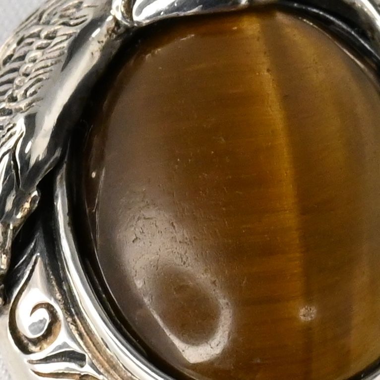 【研磨済】SAAD タイガーアイ イーグル シルバー925 ペンダントトップ ネックレスチャーム