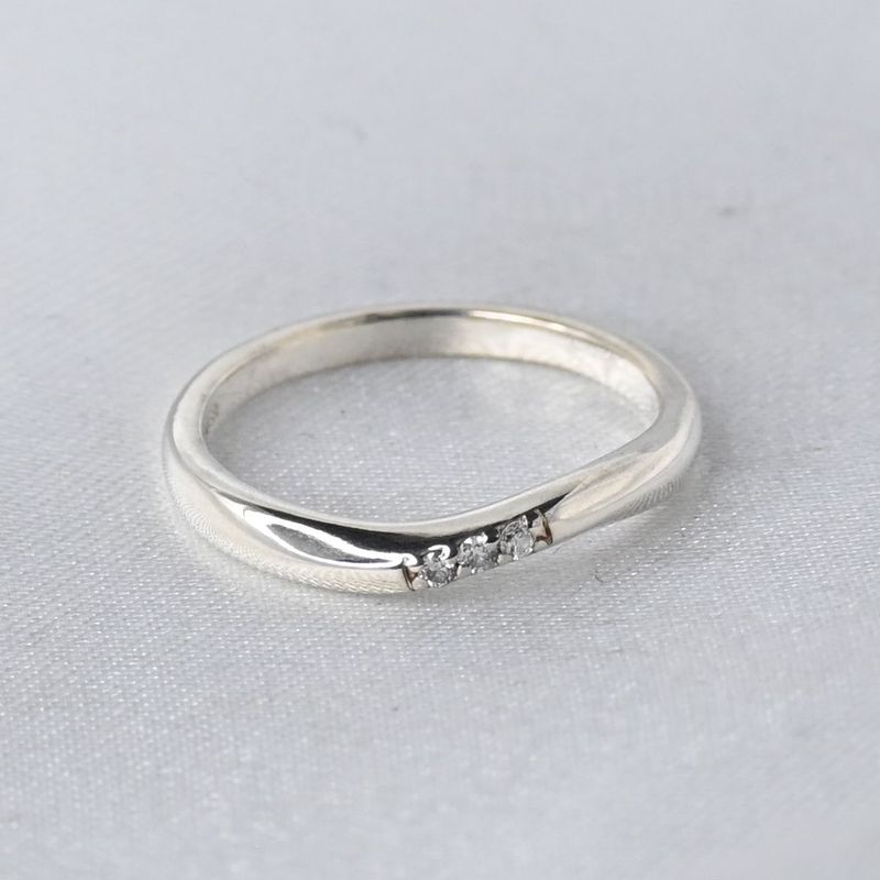 美品 4℃ ヨンドシー 3連ストーン リング 指輪 シルバー925 12号