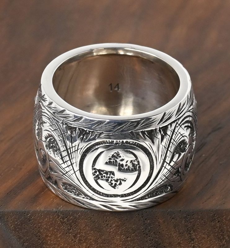 【新品仕上げ】美品 GUCCI ガーデン タイガーヘッド シルバー リング マカライト サイズ14