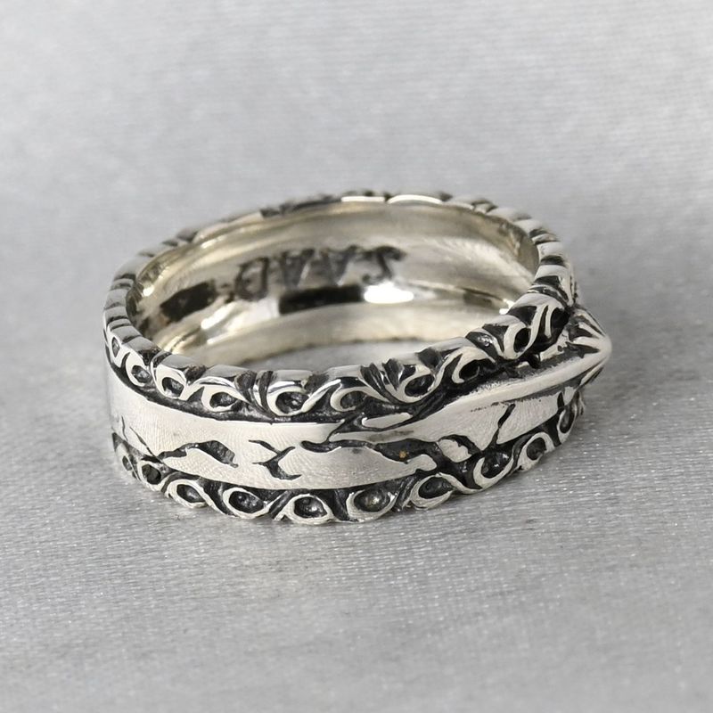 【新品仕上げ】SAAD リング 7.5号 シルバー925 クラックデザイン 太陽神