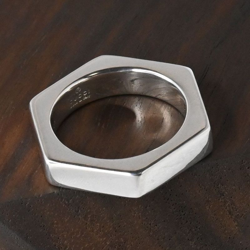 【研磨済】GUCCI ヘキサゴン ナット リング 指輪 8号 Ag925