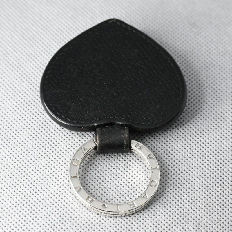 BVLGARI ブルガリブルガリ レザー×SV925 ハート キーホルダー キーリング チャーム