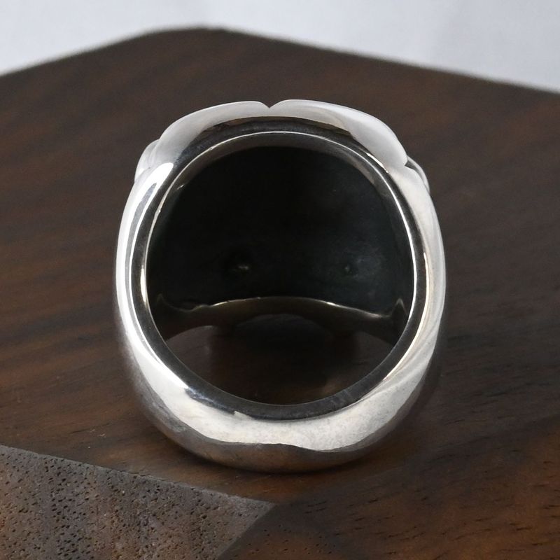 【研磨済】美品 シルバー925 スカル リング 10号