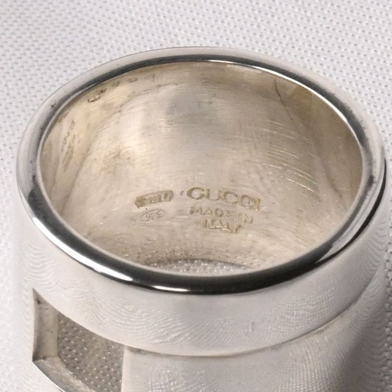 【研磨済】美品 90’s オールドグッチ GUCCI HEAVY BAND G RING リング 指輪 8号 Ag925