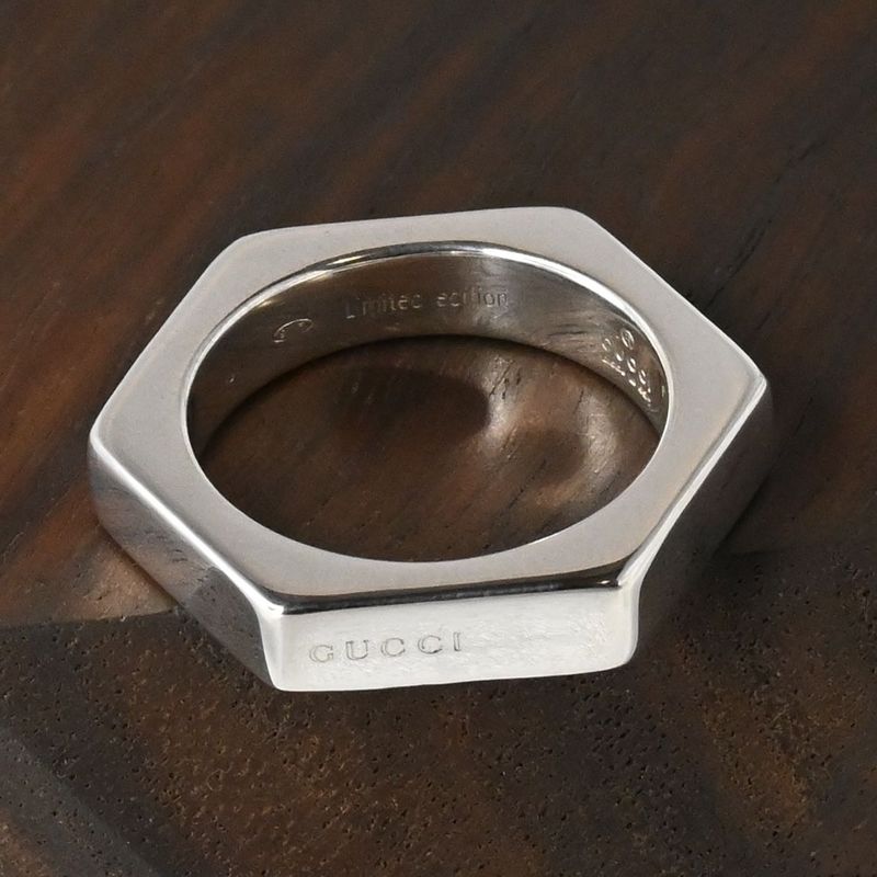 【研磨済】GUCCI ヘキサゴン ナット リング 指輪 8号 Ag925