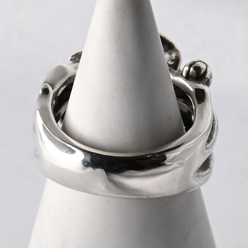 【研磨済】JUSTIN DAVIS SECRED ROSE B RING SRJ460B 9号 シルバー925 ローズ リング 指輪