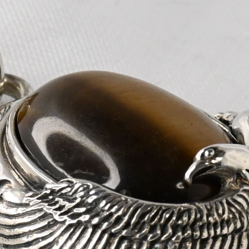 【研磨済】SAAD タイガーアイ イーグル シルバー925 ペンダントトップ ネックレスチャーム