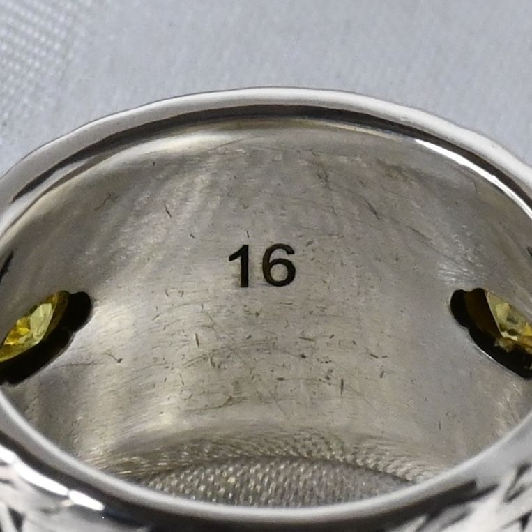 【研磨済】GUCCI アラベスク キャットヘッド リング イエローストーン サイズ16