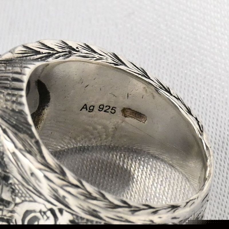 【研磨済】美品 GUCCI インターロッキングG アラベスク ワイド リング サイズ9