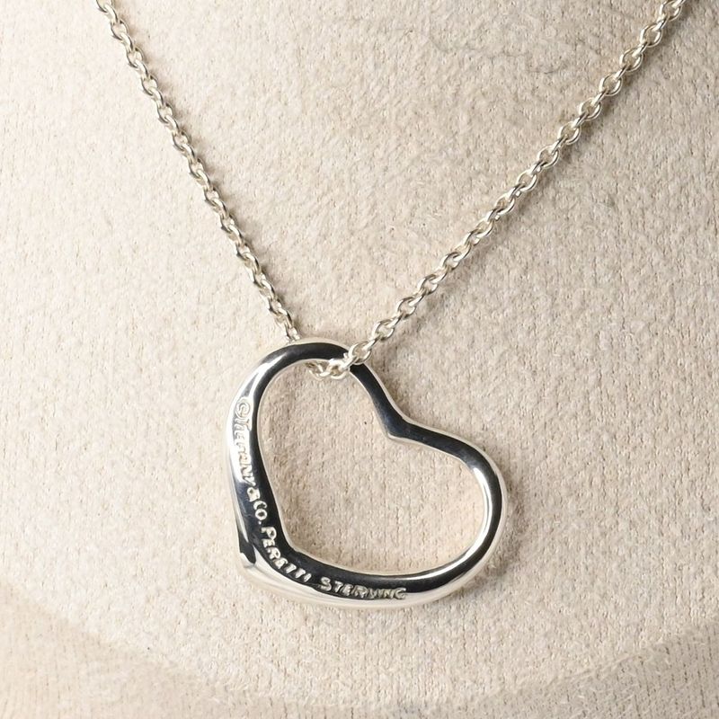 【研磨済】Tiffany&Co. オープンハート ネックレス 41cmチェーン ティファニー ペレッティ シルバー925  Open Heart