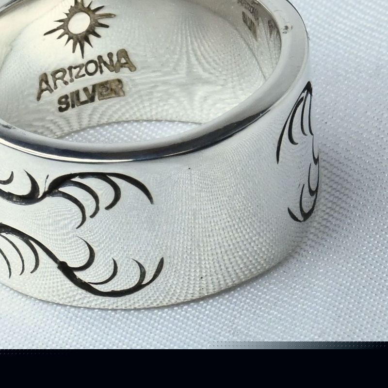 【研磨済】 ARIZONA FREEDOM シルバー リング 17号 R-10a 太陽神 唐草 silver 925 アリゾナフリーダム