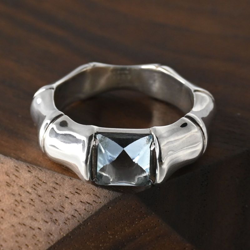 【研磨済】美品 GUCCI バンブー ラインストーン リング サイズ13 グッチ