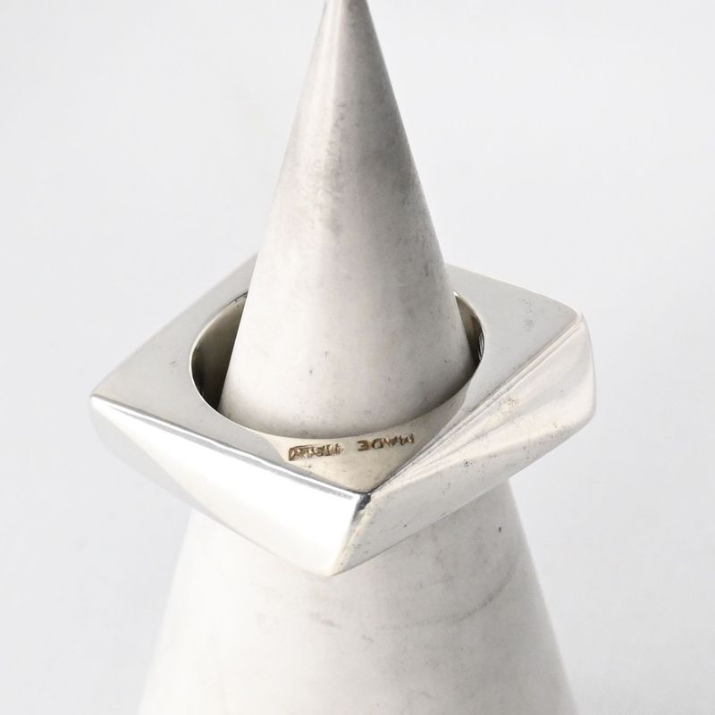 【研磨済】Salvatore Ferragamo スクエア リング シルバー925 11号 サルヴァトーレフェラガモ