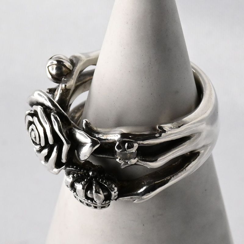 【研磨済】JUSTIN DAVIS SECRED ROSE B RING SRJ460B 9号 シルバー925 ローズ リング 指輪