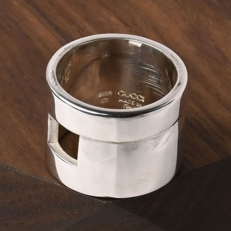 【研磨済】美品 90’s オールドグッチ GUCCI HEAVY BAND G RING リング 指輪 8号 Ag925