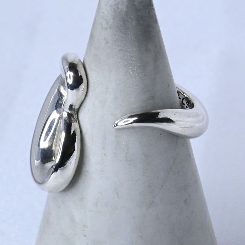 【研磨済】TIFFANY＆Co.  オープン ハート リング  9.5号 Elsa Peretti Silver925 ティファニー エルサ・ペレッティ