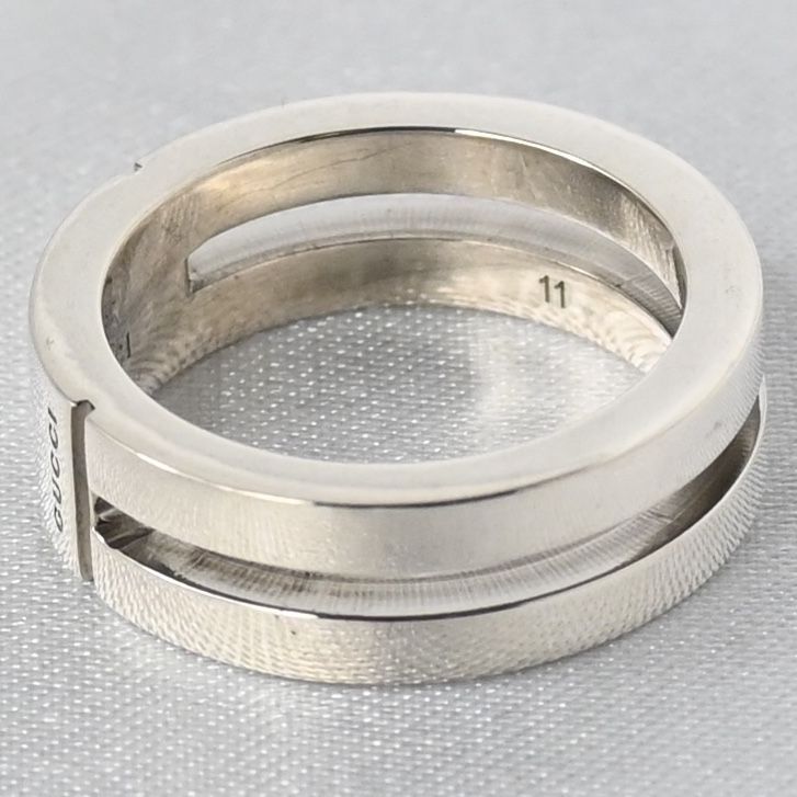 【新品仕上げ】美品 GUCCI プレーンダブルライン リング 指輪 SV925 Ag925 グッチ 10.5号