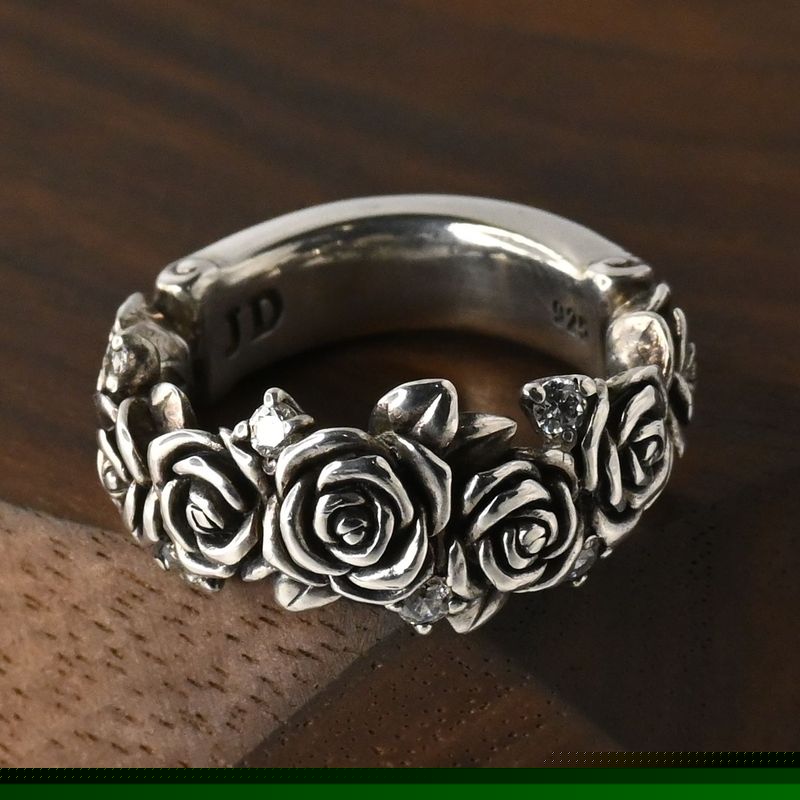 【研磨済】JUSTIN DAVIS ROSARIUM リング SRJ667 7号 シルバー925 リング 指輪 ローズ 薔薇
