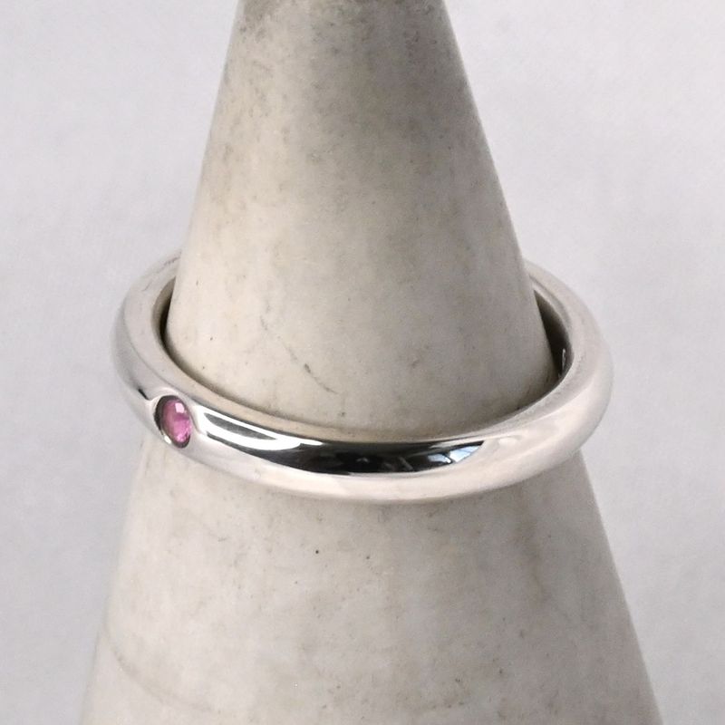 【研磨済】TIFFANY＆Co. スタッキングバンド リング ピンクサファイア 7.5号 ティファニー 指輪 シルバー925