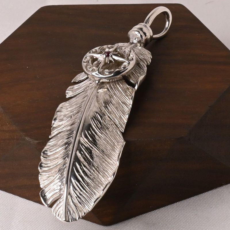 【研磨済】SAAD フェザー ホイール トップ シルバー925 太陽神 唐草 ネックレスチャーム