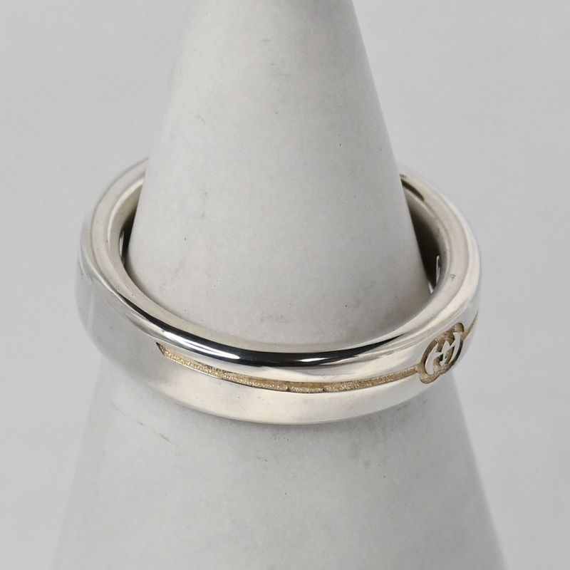 【新品仕上げ】美品 GUCCI ダイアゴナル インターロッキングG スリム リング 7サイズ グッチ