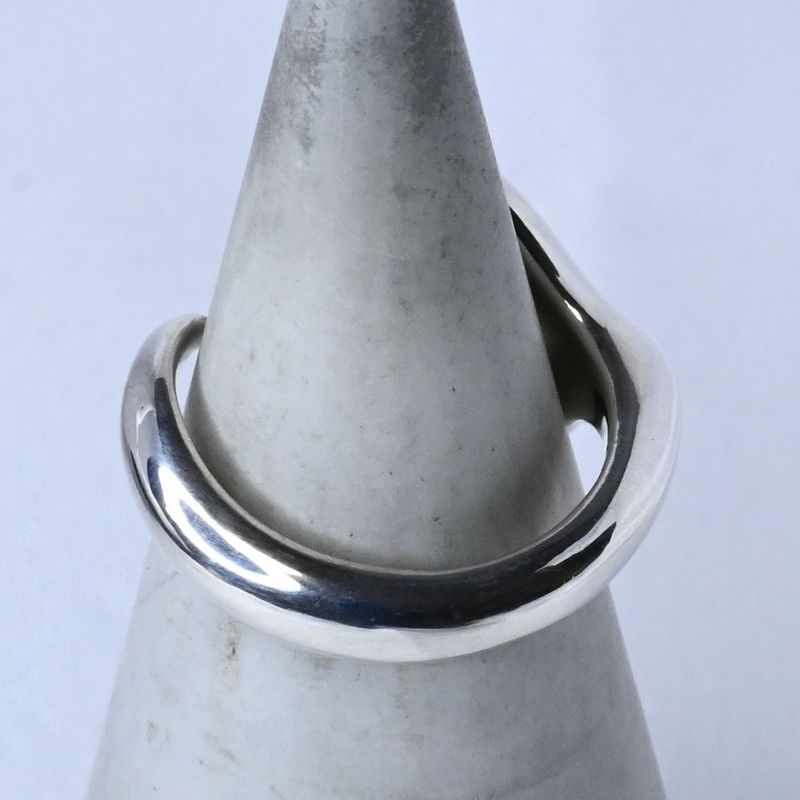 【研磨済】TIFFANY＆Co.  オープン ハート リング  9.5号 Elsa Peretti Silver925 ティファニー エルサ・ペレッティ