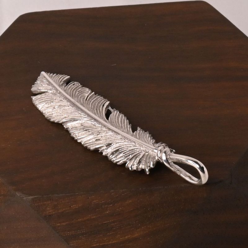 【研磨済】SAAD フェザー トップ 右向き シルバー925 ネックレスチャーム