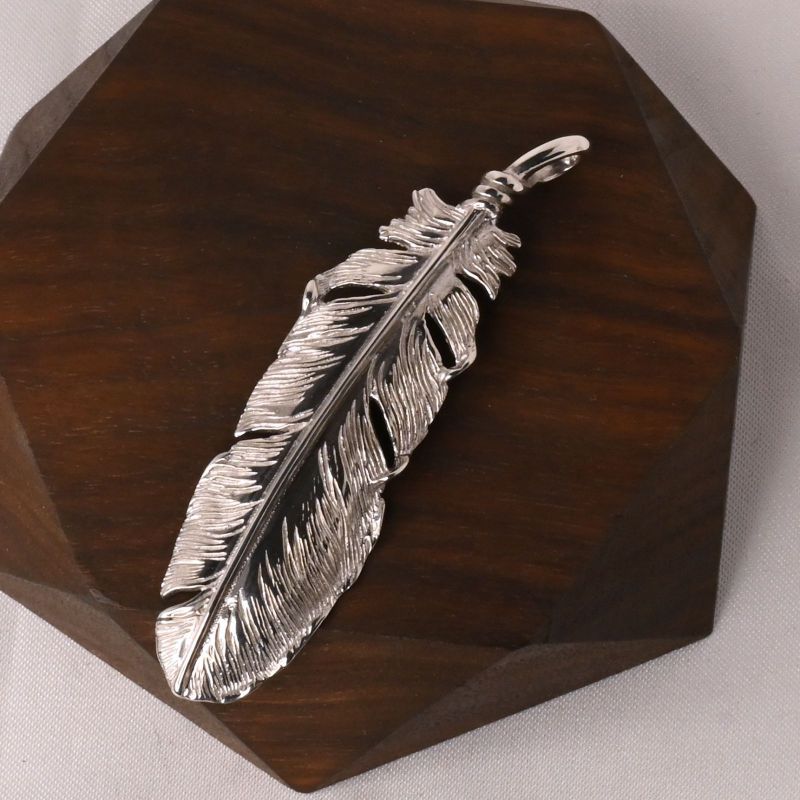 【研磨済】SAAD フェザー トップ 左向き シルバー925 ネックレスチャーム