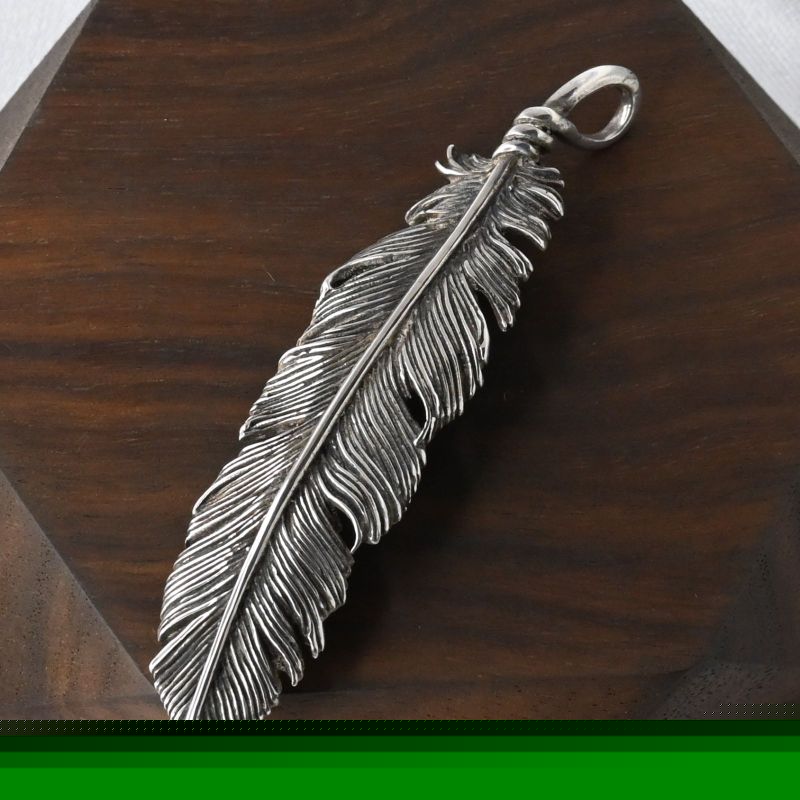 【研磨済】SAAD フェザー シルバー925 ペンダントトップ ネックレスチャーム