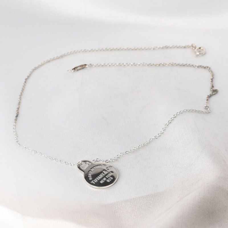 【研磨済】TIFFANY&Co. リターントゥ プレート ネックレス 40cmチェーン ティファニー SV925 シルバー ペンダント