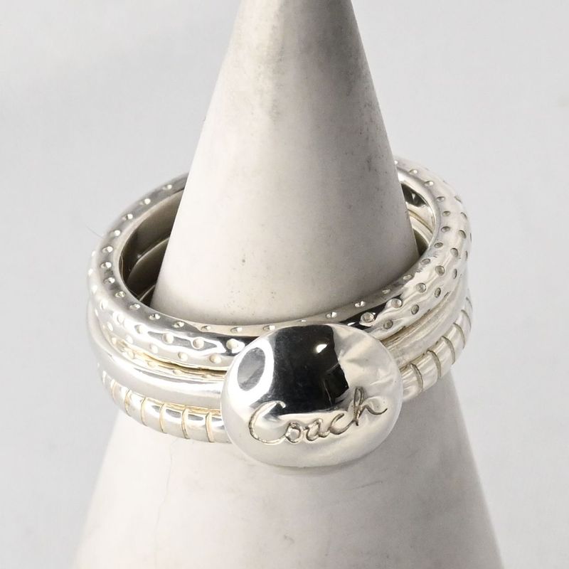 【研磨済】美品 COACH 3連 リング シルバー925 14号 コーチ 指輪