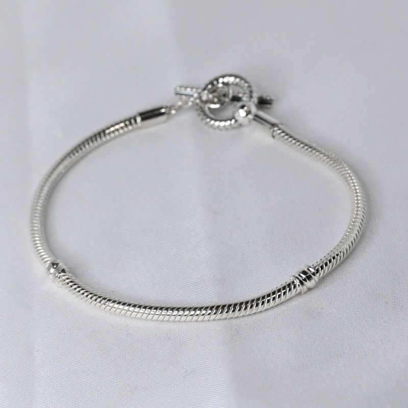 【研磨済】PANDORA T-Bar Snake Chain Bracelet 20cm ブレスレット パンドラ シルバー925 美品