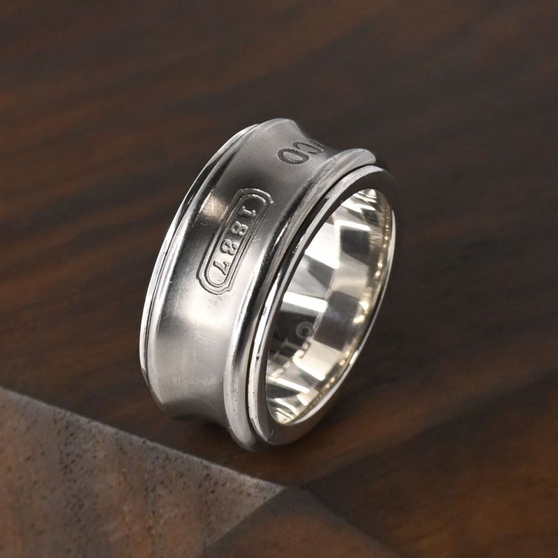 【研磨済】TIFFANY＆Co. ナロー チタン リング 7号 シルバー925 ティファニー 指輪