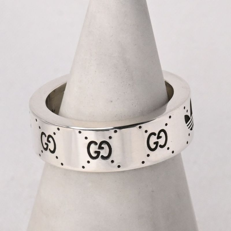 【研磨済】 GUCCI × Adidas シルバー リング 8.5号 Ag925 指輪 グッチ アディダス