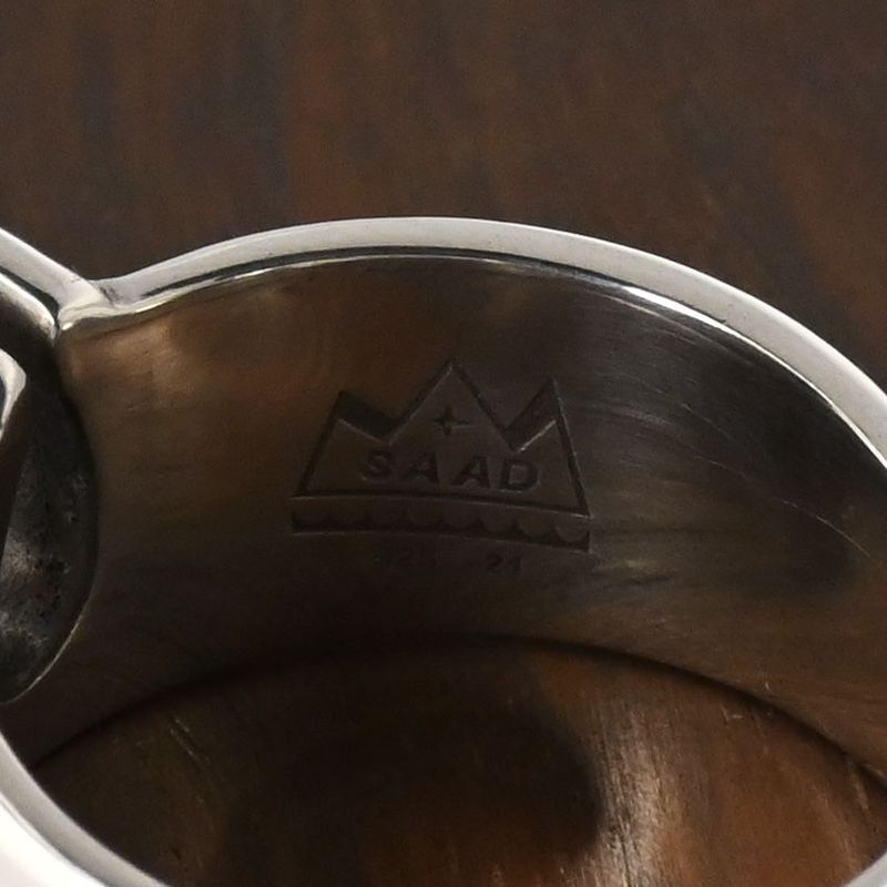 【研磨済】SAAD ホースシュー リング 18~19号 シルバー925 太陽神 唐草