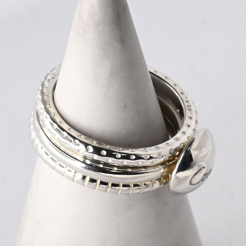 【研磨済】美品 COACH 3連 リング シルバー925 14号 コーチ 指輪